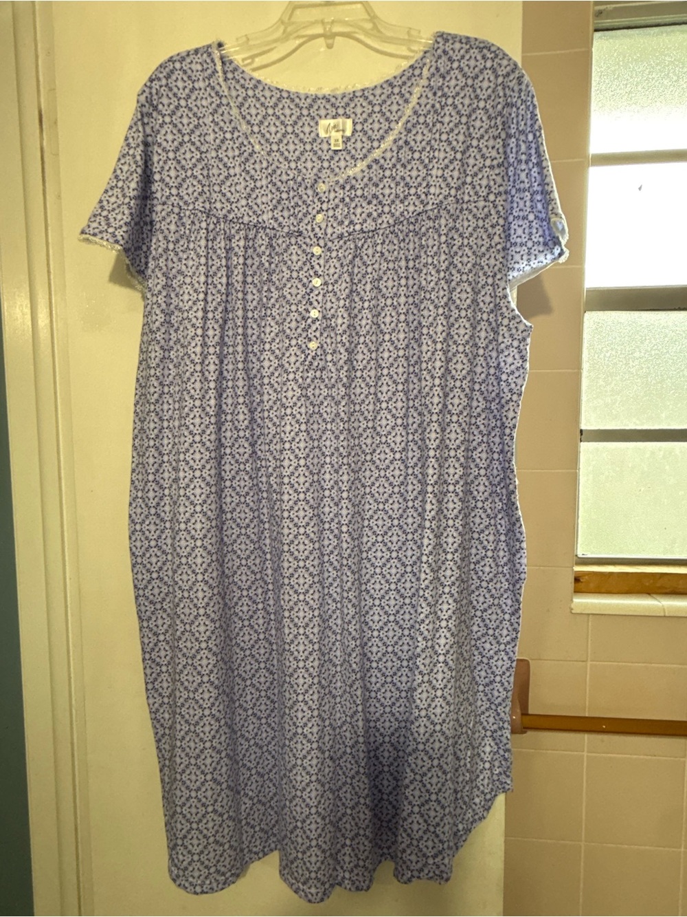 Aria White Floral Robe with Pink & Blue Flowers